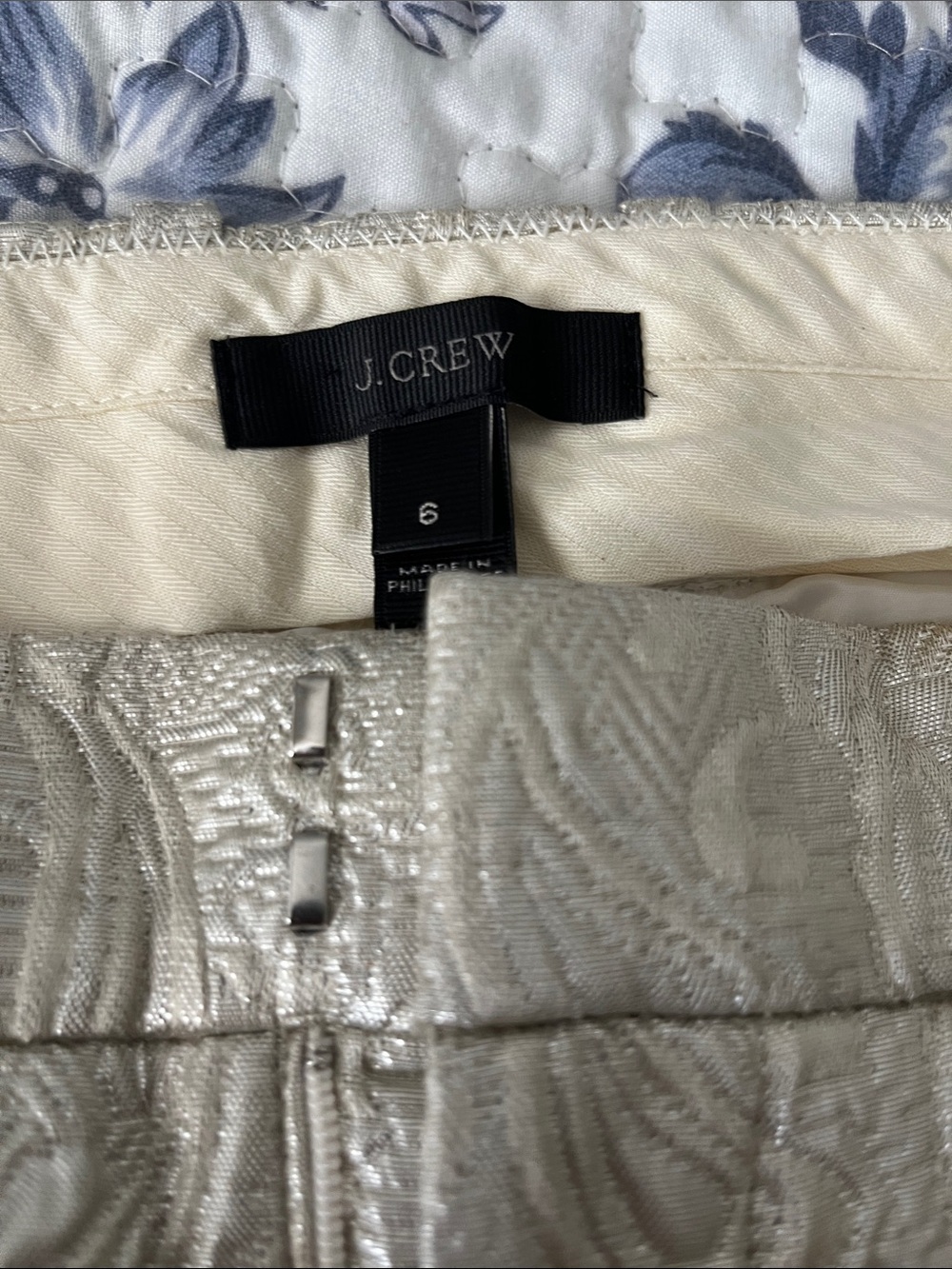 J. Crew Champagne Metallic Jacquard Pencil pants